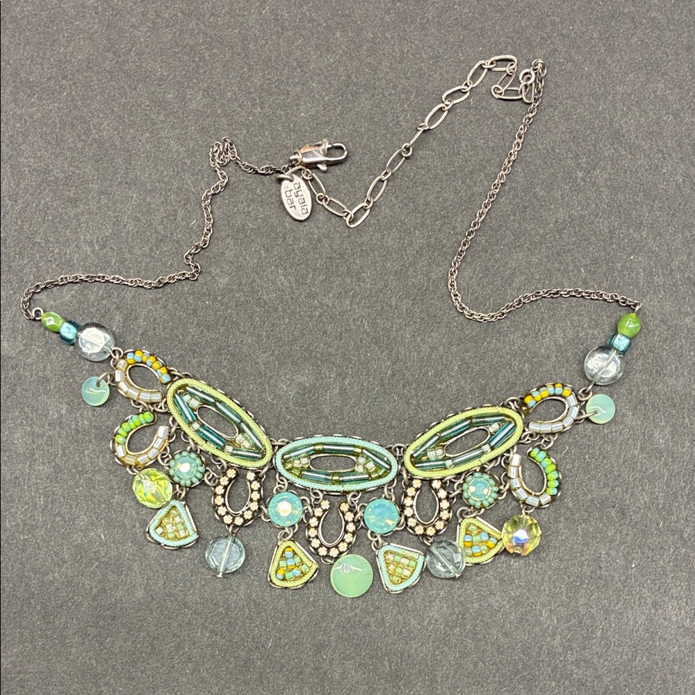 Elegant Silver and Green Statement Necklace by AyalaBar
